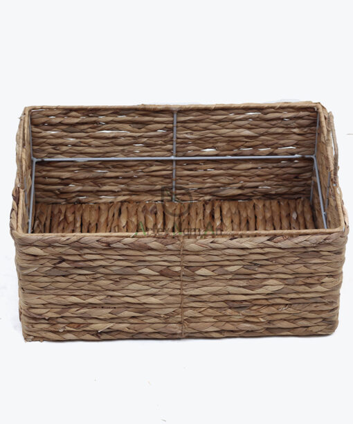 Set of 3 Unique Sturdy Rectangular Water Hyacinth Storage Bins With Handles