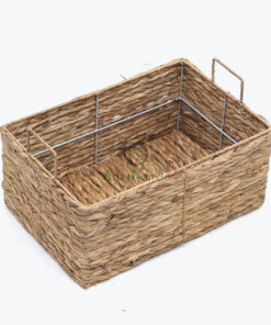 Set of 3 Unique Sturdy Rectangular Water Hyacinth Storage Bins With Handles