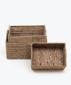 set of 3 water hyacinth storage bins with handles