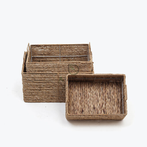 set of 3 water hyacinth storage bins with handles