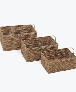 set of 3 water hyacinth storage bins with handles - w 68 05 027 01