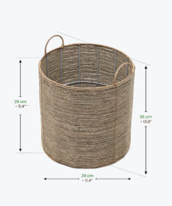 Set of 3 Round Seagrass Storage Bins With Handles