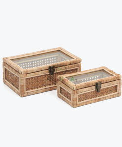 Cane And Rattan Display Boxes With Glass Lid R 09 06 019 01