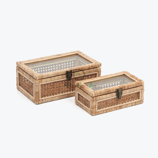 Cane And Rattan Display Boxes With Glass Lid R 09 06 019 01