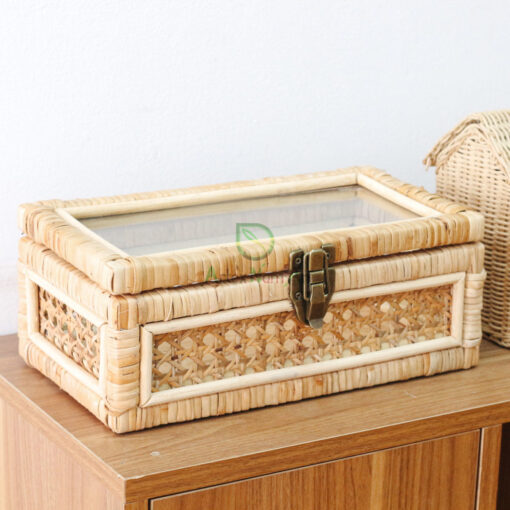 Cane And Rattan Display Boxes With Glass Lid R 09 06 019 01