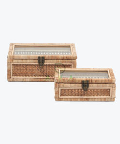 Cane And Rattan Display Boxes With Glass Lid R 09 06 019 01