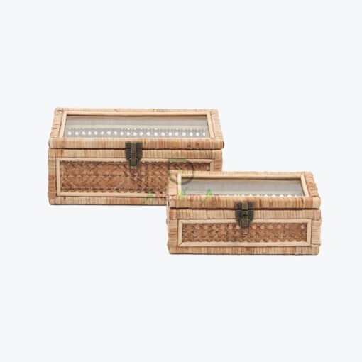 Cane And Rattan Display Boxes With Glass Lid R 09 06 019 01
