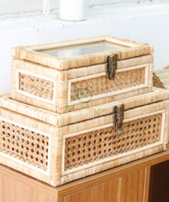 Cane And Rattan Display Boxes With Glass Lid R 09 06 019 01