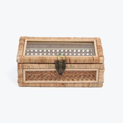 Cane And Rattan Display Boxes With Glass Lid R 09 06 019 01