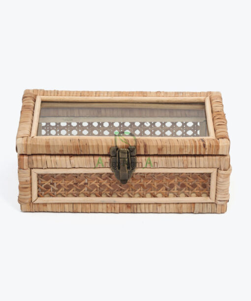 Cane And Rattan Display Boxes With Glass Lid R 09 06 019 01