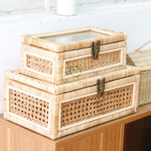 Cane And Rattan Display Boxes With Glass Lid R 09 06 019 01