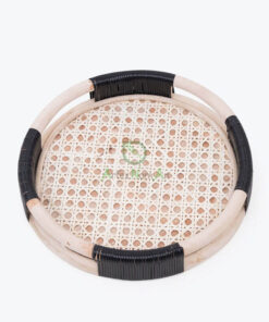 Eco Friendly White Round Woven Tray Also Rattan Storage Coffee Tea Serving Decorative Tray For Home Decor R 30 03 003 01