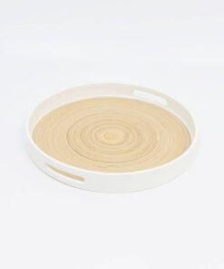 Eco-friendly Round Bamboo Serving Trays with Handles for Wholesale S 15 03 007 01