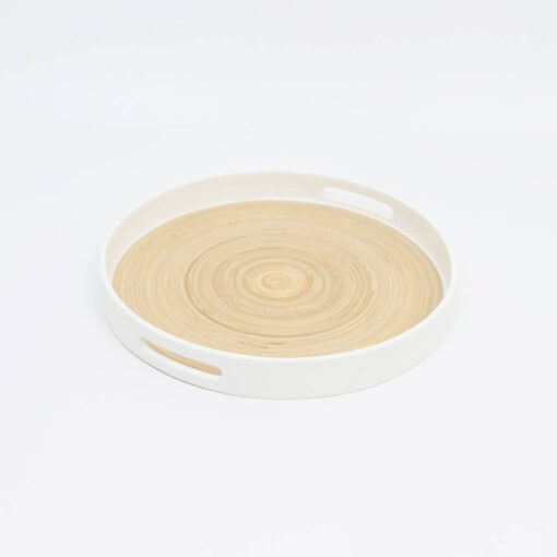 Eco-friendly Round Bamboo Serving Trays with Handles for Wholesale S 15 03 007 01
