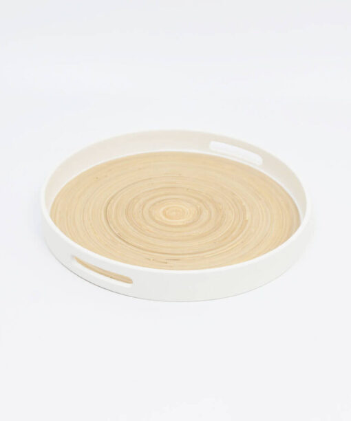 Eco-friendly Round Bamboo Serving Trays with Handles for Wholesale S 15 03 007 01