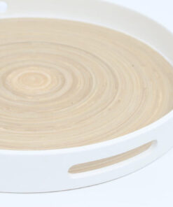 Eco-friendly Round Bamboo Serving Trays with Handles for Wholesale S 15 03 007 01