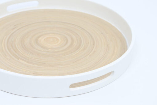 Eco-friendly Round Bamboo Serving Trays with Handles for Wholesale S 15 03 007 01