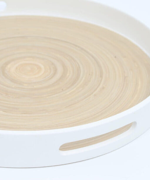 Eco-friendly Round Bamboo Serving Trays with Handles for Wholesale S 15 03 007 01