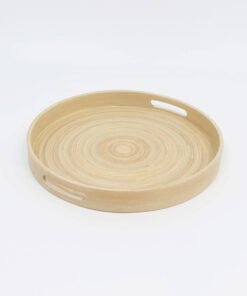 Eco-friendly Round Bamboo Serving Trays with Handles for Wholesale S 15 03 007 01