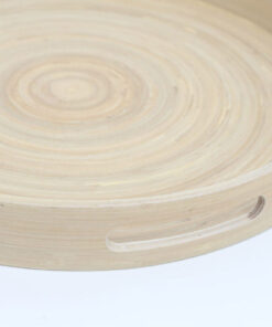 Eco-friendly Round Bamboo Serving Trays with Handles for Wholesale S 15 03 007 01