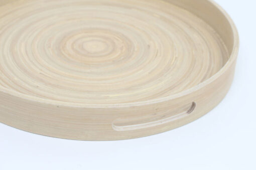 Eco-friendly Round Bamboo Serving Trays with Handles for Wholesale S 15 03 007 01