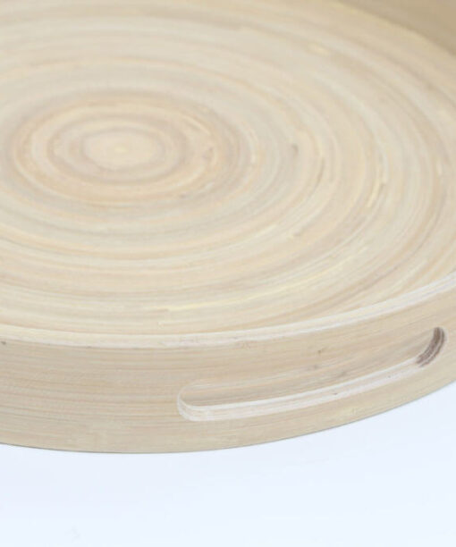 Eco-friendly Round Bamboo Serving Trays with Handles for Wholesale S 15 03 007 01