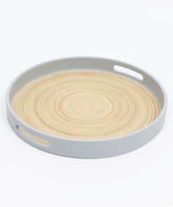 Eco-friendly Round Bamboo Serving Trays with Handles for Wholesale S 15 03 007 01