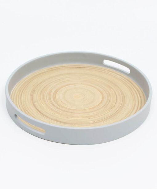 Eco-friendly Round Bamboo Serving Trays with Handles for Wholesale S 15 03 007 01