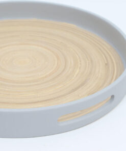 Eco-friendly Round Bamboo Serving Trays with Handles for Wholesale S 15 03 007 01