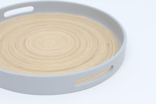 Eco-friendly Round Bamboo Serving Trays with Handles for Wholesale S 15 03 007 01