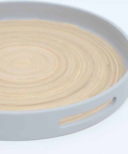 Eco-friendly Round Bamboo Serving Trays with Handles for Wholesale S 15 03 007 01