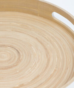 Eco-friendly Round Bamboo Serving Trays with Handles for Wholesale S 15 03 007 01