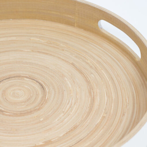 Eco-friendly Round Bamboo Serving Trays with Handles for Wholesale S 15 03 007 01