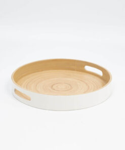 Eco-friendly Round Bamboo Serving Trays with Handles for Wholesale S 15 03 007 01