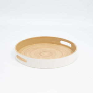 Eco-friendly Round Bamboo Serving Trays with Handles for Wholesale S 15 03 007 01