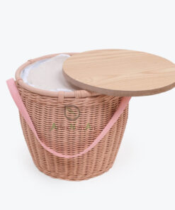 Eco-friendly Round Rattan Picnic Basket with Handle & Lid R 09 05 183 01