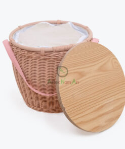 Eco-friendly Round Rattan Picnic Basket with Handle & Lid R 09 05 183 01