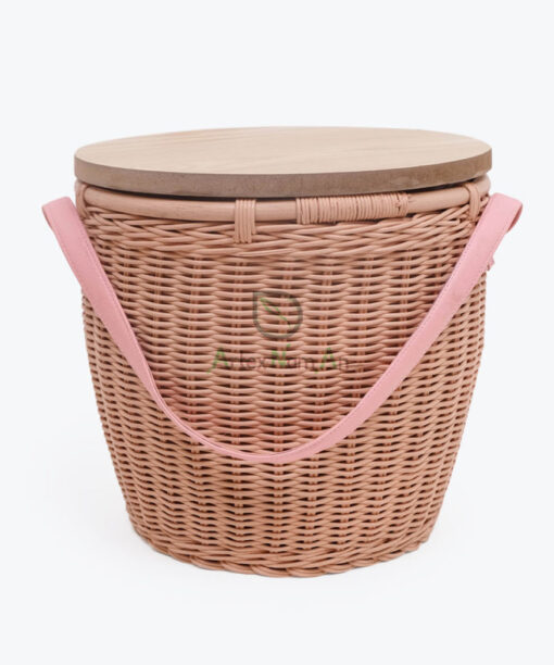 Eco-friendly Round Rattan Picnic Basket with Handle & Lid R 09 05 183 01
