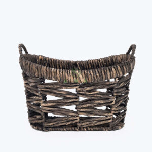 Hyacinth Black Woven Laundry Basket Wholesale W 06 05 294 02