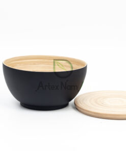 Black spun bamboo salad serving bowls japandi decor