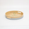 Natural round spun bamboo tray for serving and home decor