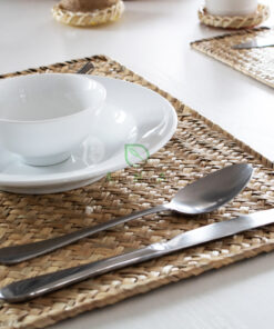 Natural rectangular woven seagrass table placemat for dining room & restaurant Japandi