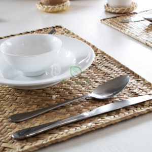 Natural rectangular woven seagrass table placemat for dining room & restaurant Japandi