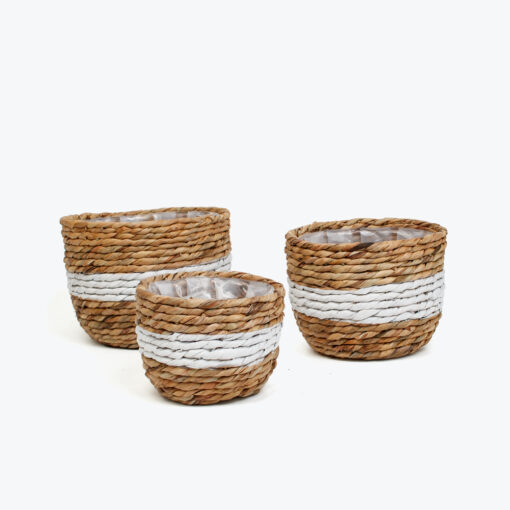 Set 3 Natural Woven Seagrass Indoor Planter For Home Decor