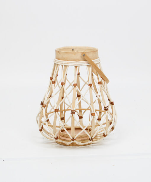 Natural color rattan open weave lanterns for home decor