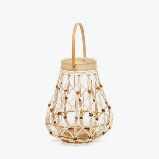 Natural color rattan open weave lanterns for home decor