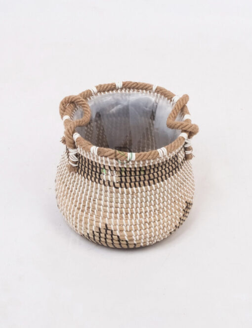 Mini Round Woven Seagrass Indoor Plant Pots SG 09 16 125 01 S1 2