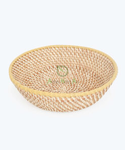 Natural Round Rattan Serving Food Fruits Bowls For Kitchen & Dining Room