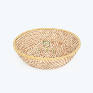 Natural Round Rattan Serving Food Fruits Bowls For Kitchen & Dining Room