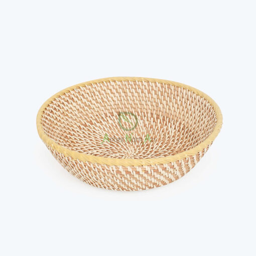 Natural Round Rattan Serving Food Fruits Bowls For Kitchen & Dining Room